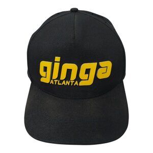 Ginga Atlanta Mesh Snapback Cap Hat Rubberized Logo Soccer Baseball Black Yellow